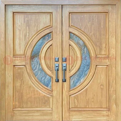 Двухстворчатая металлическая дверь с витражом ВЖ-11 в Орехово-Зуево