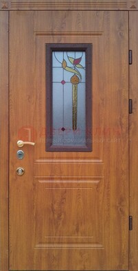 Железная дверь с МДФ и витражом ВЖ-24 в Орехово-Зуево